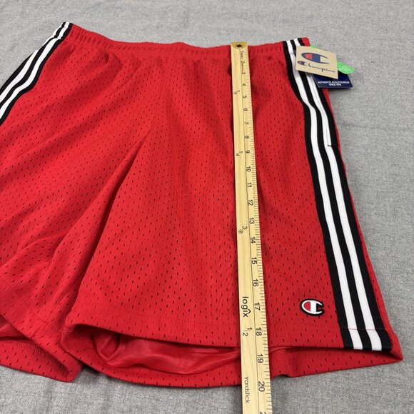 Champion Red Mesh Athletic Shorts  Black & White Stripes Mens L 100% Polyester - Picture 9 of 14